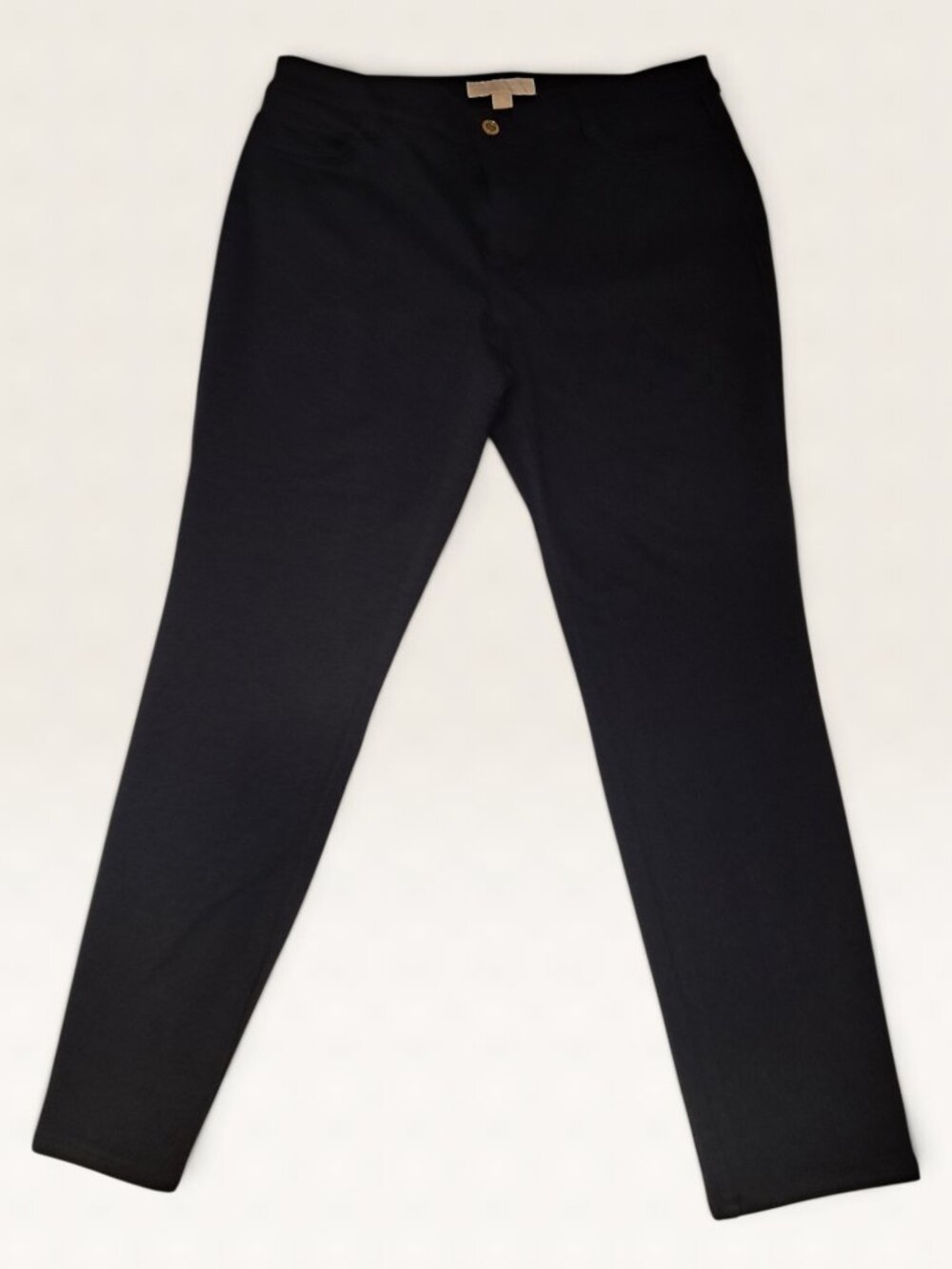 MICHAEL Michael Kors Black Stretch Ankle Pants Gold MK Size 10